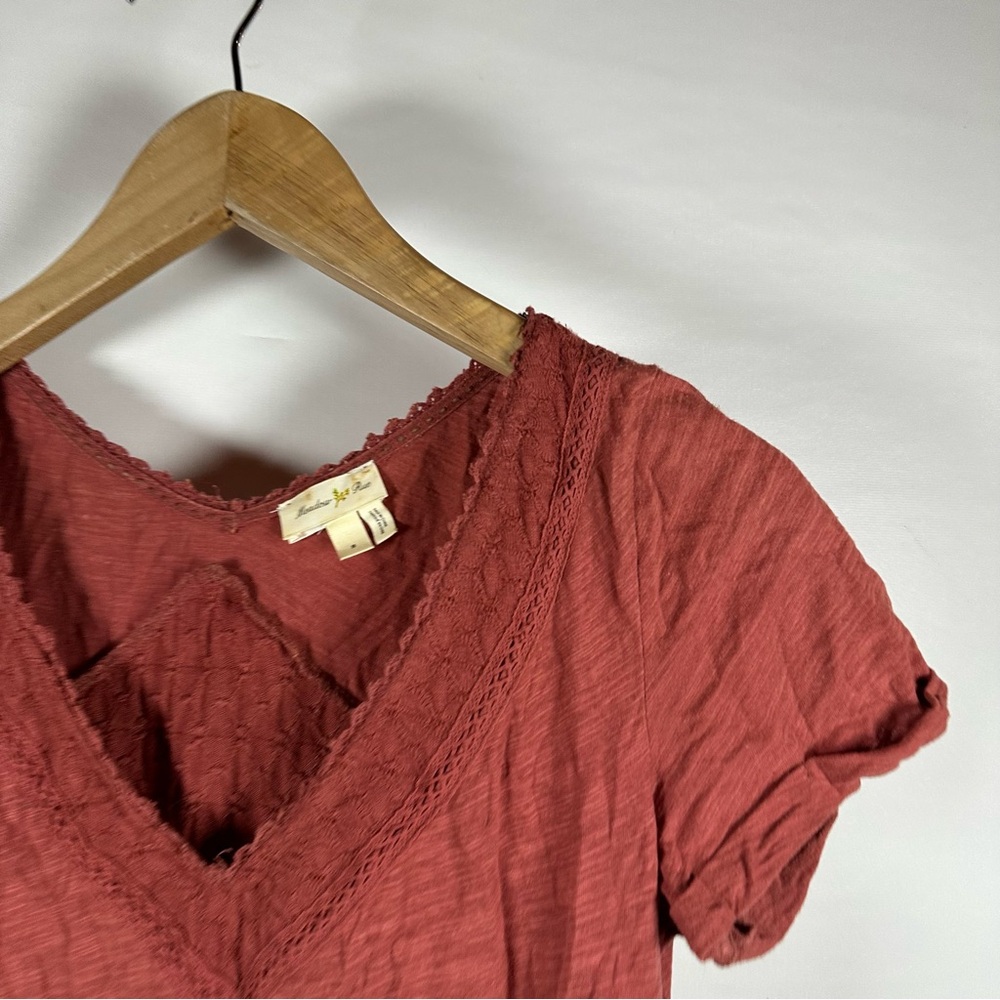 Meadow Rue Rust V-Neck Blouse - Picture 3 of 4